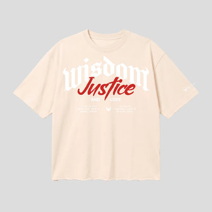 WISDOM JUSTICE_240 GSM BOXFIT TSHIRT
